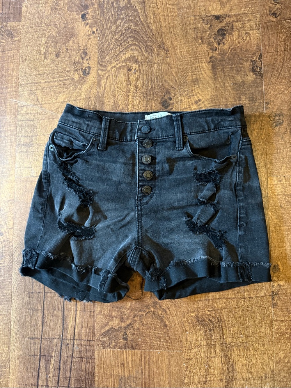 Mudd Black Distressed High-Rise Denim Shorts